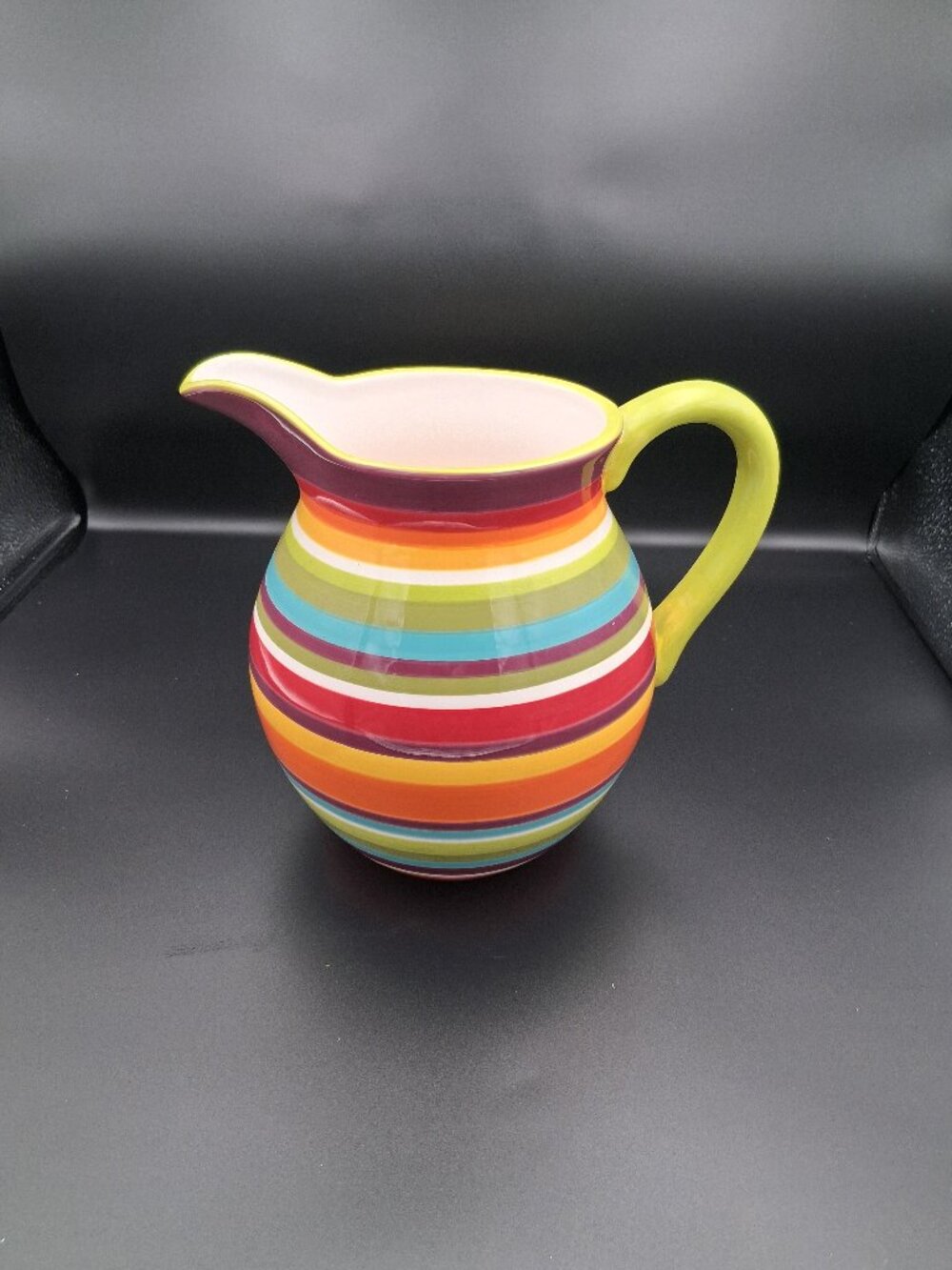 Crate & Barrel Large Vintage Raya Carnivalle Stripe Pitcher. Looks new!